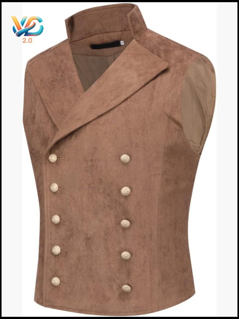 Mens Double Breasted Suede Vest Gothic Steampunk Prom Party Waistcoat Large
